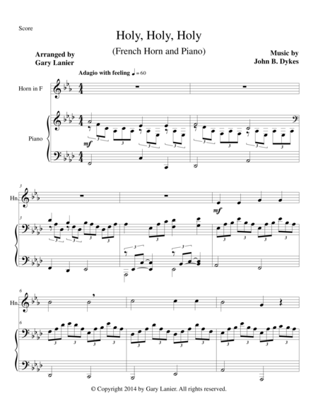 Holy Holy Holy French Horn Piano And Horn Part Sheet Music