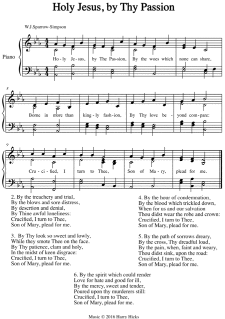 Holy Jesus By Thy Passion A New Tune To A Wonderful Older Hymn Sheet Music