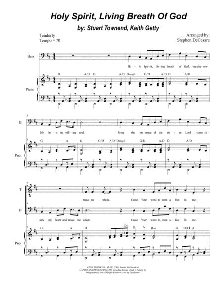 Holy Spirit Living Breath Of God For 2 Part Choir Tb Sheet Music