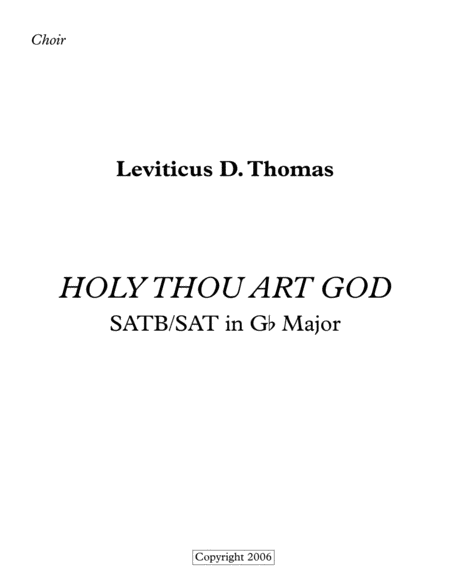 Holy Thou Art God Sheet Music