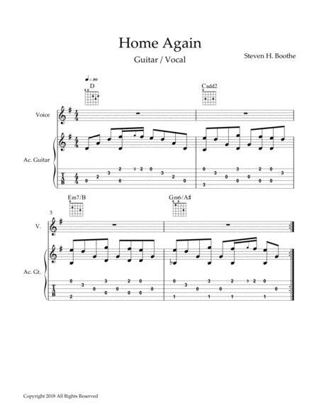 Home Again Tab Sheet Music