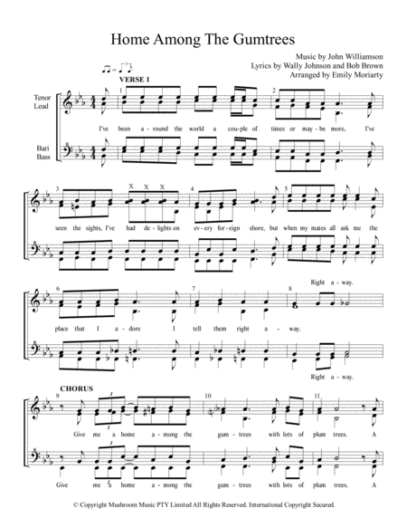 Home Among The Gumtrees Womens Barbershop Quartet Sheet Music