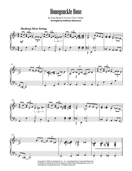 Honeysuckle Rose Piano Solo Sheet Music