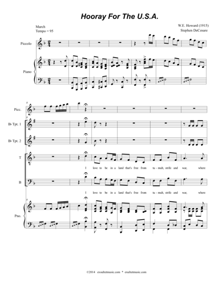 Free Sheet Music Hooray For The Us A