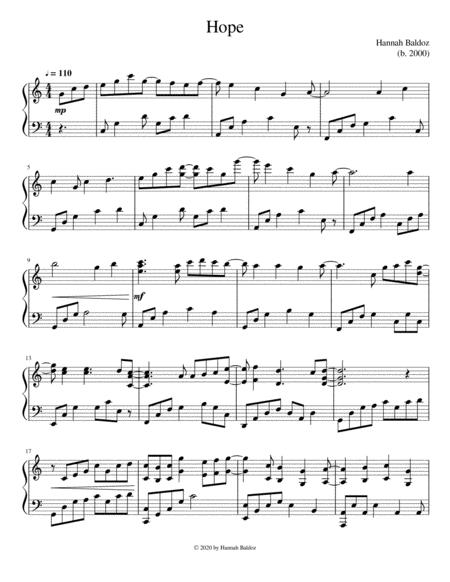 Free Sheet Music Hope Hannah Baldoz