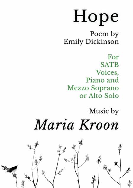 Hope Poem By Emily Dickinson For Alto Or Mezzo Soprano Satb Voices And Piano Sheet Music