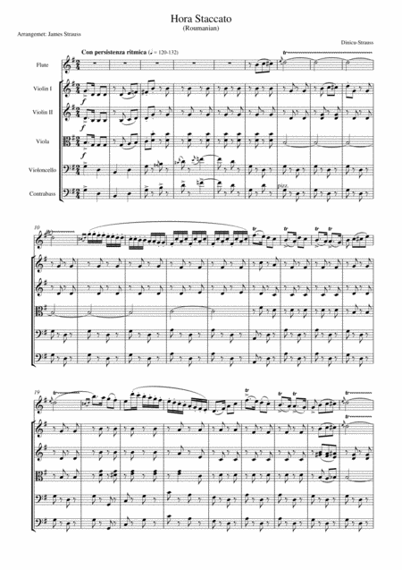 Hora Staccato For Flute And String Orchestra Sheet Music