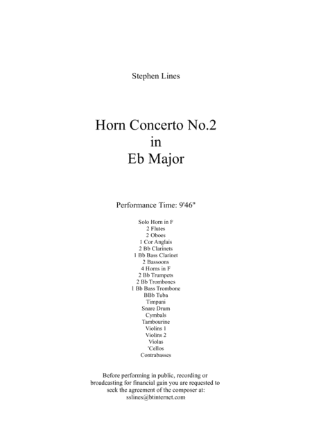 Free Sheet Music Horn Concerto No 2 In Eb Major