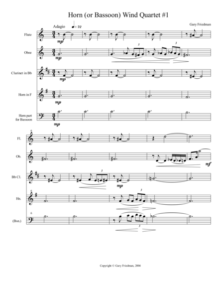 Horn Or Bassoon Wind Quartet 1 Sheet Music