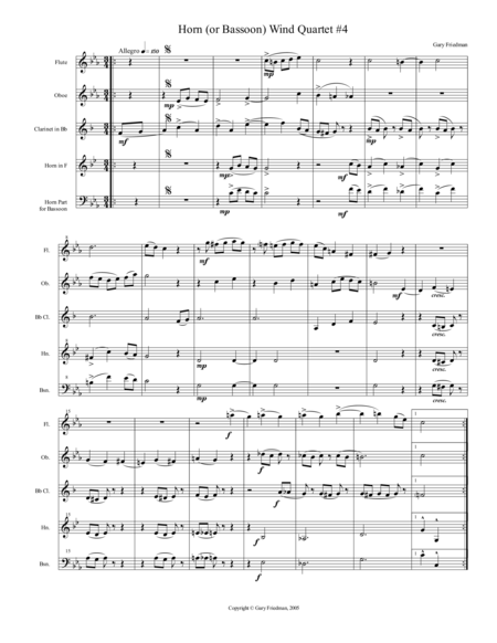 Horn Or Bassoon Wind Quartet 4 Sheet Music