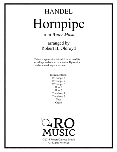 Hornpipe From Water Music For Brass Octet And Organ Sheet Music