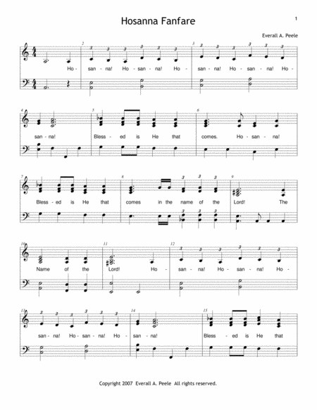 Free Sheet Music Hosanna Fanfare