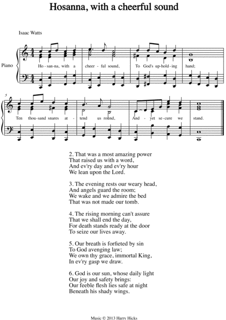 Hosanna With A Cheerful Sound A New Tune To A Wonderful Isaac Watts Hymn Sheet Music