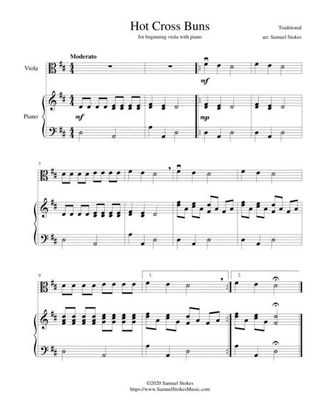 Hot Cross Buns For Beginning Viola With Optional Piano Accompaniment Sheet Music