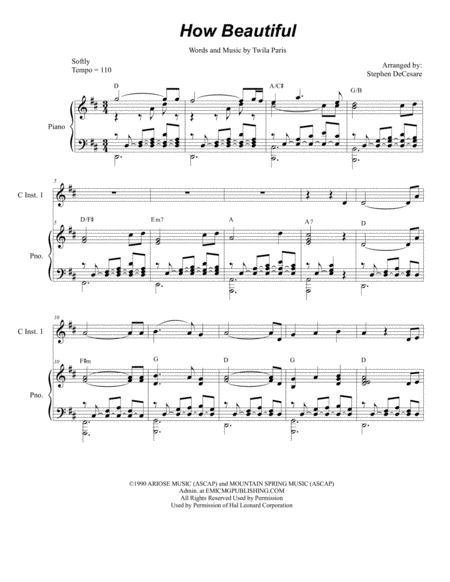 Free Sheet Music How Beautiful Duet For C Instruments