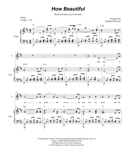 Free Sheet Music How Beautiful Duet For Soprano And Alto Solo