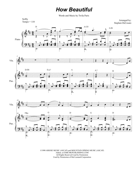 How Beautiful For Violin And Cello Sheet Music