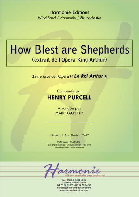 How Blest Are Shepherds From King Arthur For Concert Band Sheet Music