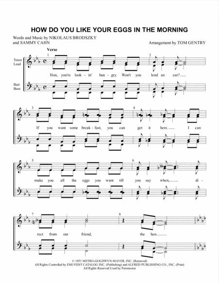 Free Sheet Music How D Ya Like Your Eggs In The Morning Ssaa