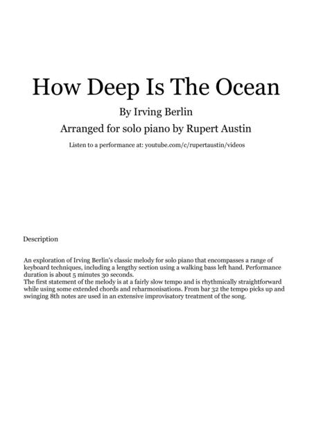 Free Sheet Music How Deep Is The Ocean Solo Piano