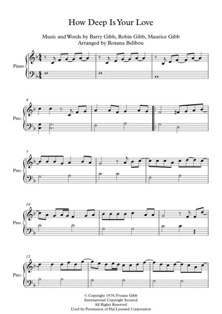 How Deep Is Your Love F Major By The Bee Gees Easy Piano Sheet Music