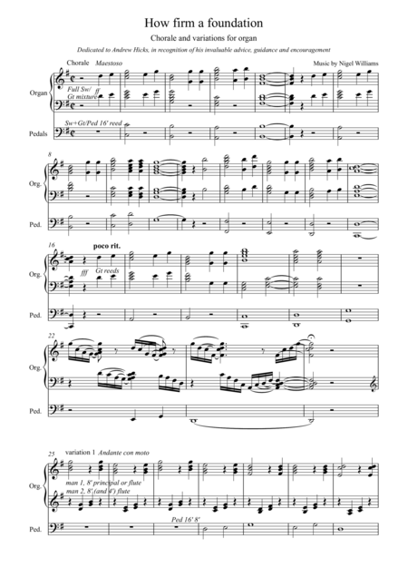 Free Sheet Music How Firm A Foundation For Organ