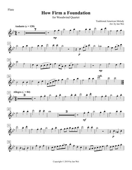 Free Sheet Music How Firm A Foundation For Woodwind Quartet