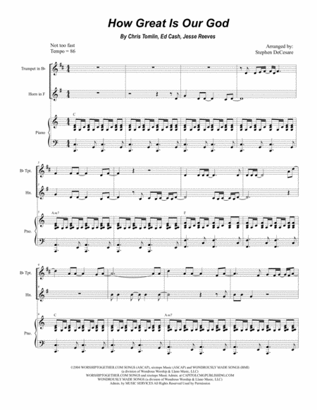 How Great Is Our God Duet For Bb Trumpet French Horn Sheet Music