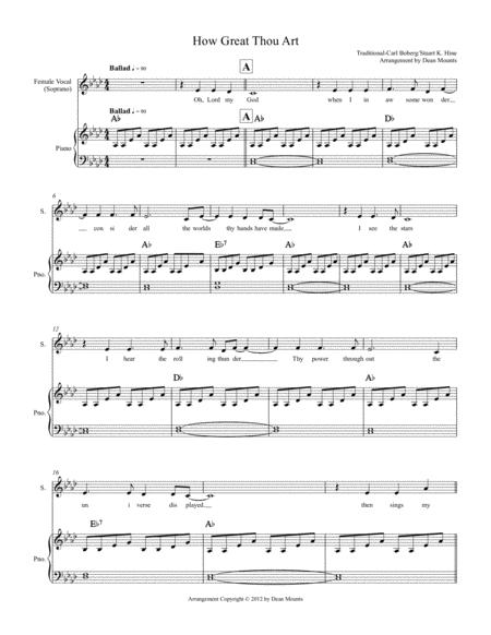 How Great Thou Art For Soprano Solo Sheet Music