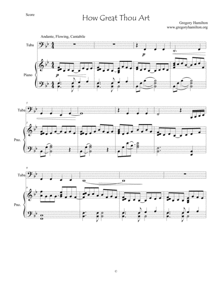 Free Sheet Music How Great Thou Art For Tuba And Piano
