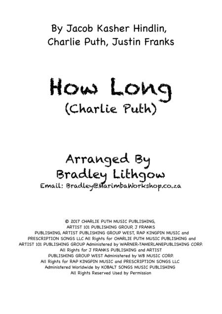How Long Charlie Puth Arranged By Bradley Lithgow For African Marimba Band Diatonic In C Sheet Music