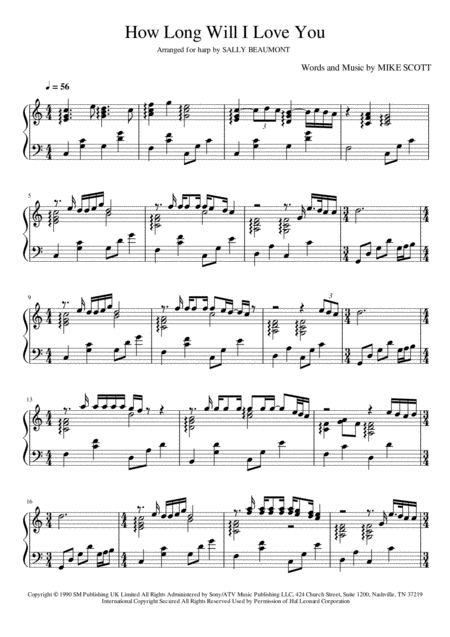 How Long Will I Love You Ellie Goulding Harp Solo Sheet Music