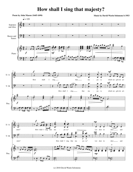 Free Sheet Music How Shall I Sing That Majesty New Version Satb And Piano