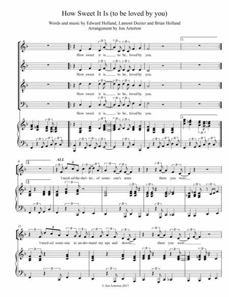 Free Sheet Music How Sweet It Is To Be Loved By You Satb Piano