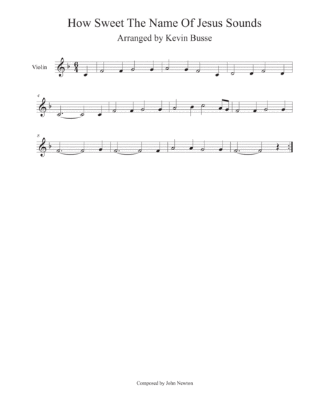 How Sweet The Name Of Jesus Sounds Violin Sheet Music