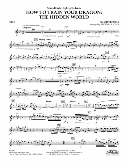 Free Sheet Music How To Train Your Dragon The Hidden World Arr Michael Brown Oboe