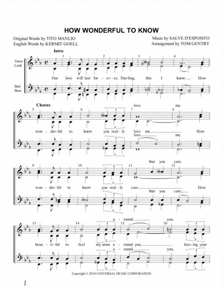 How Wonderful To Know Ssaa Sheet Music