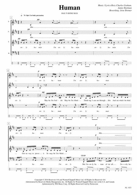 Free Sheet Music Human Satb A Cappella