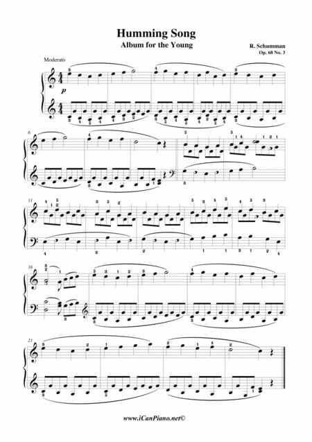 Humming Song Album Of The Young Op 68 No 3 Icanpiano Style Sheet Music