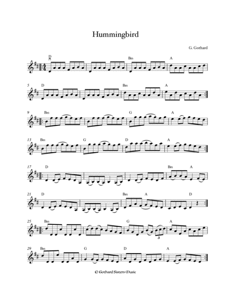 Free Sheet Music Hummingbird