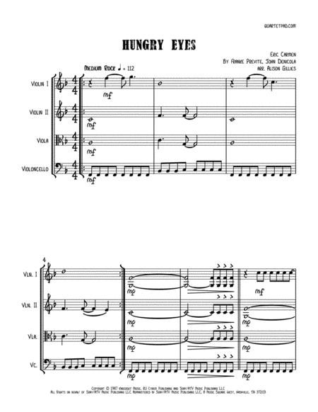 Free Sheet Music Hungry Eyes From Dirty Dancing String Quartet