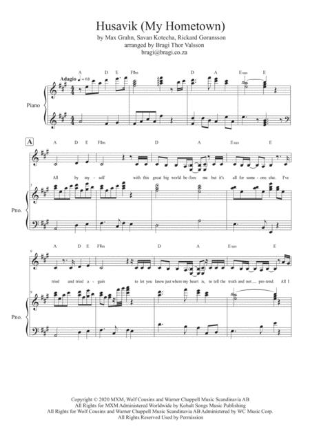 Free Sheet Music Husavik My Hometown For Female Solo Singer And Piano Higher Key