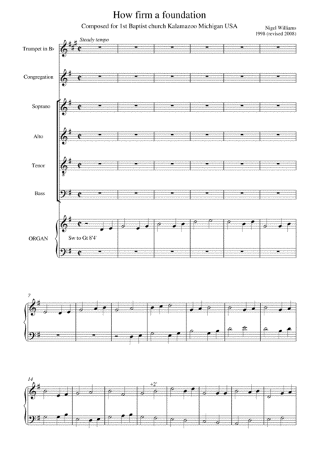 Hymn Concertato How Firm A Foundation For Choir Trumpet In Bb And Organ Sheet Music