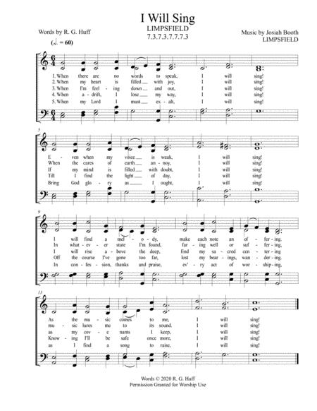 Free Sheet Music Hymn I Will Sing Tune Limpsfield