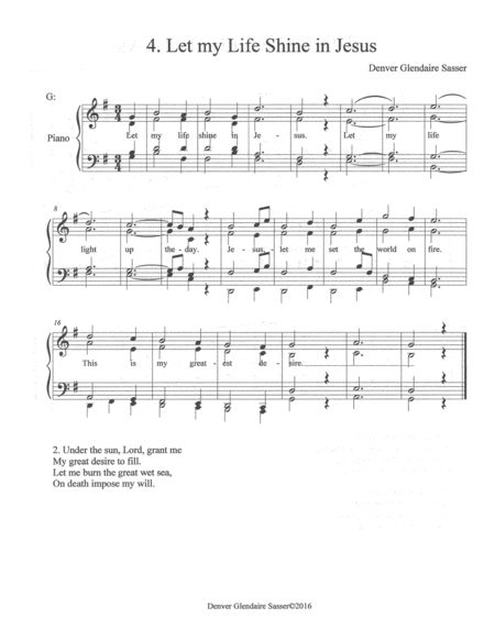 Hymn No 4 Let My Life Shine In Jesus Sheet Music