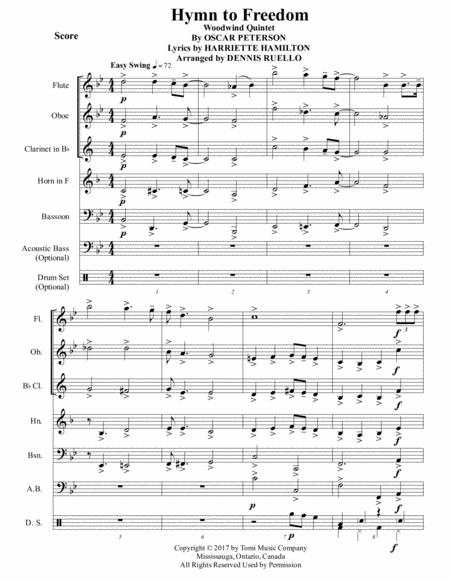 Free Sheet Music Hymn To Freedom Woodwind Quintet Intermediate
