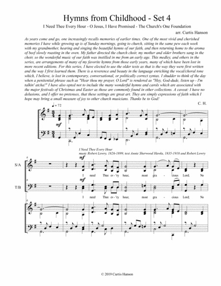 Hymns From Childhood Set 4 Satb Sheet Music