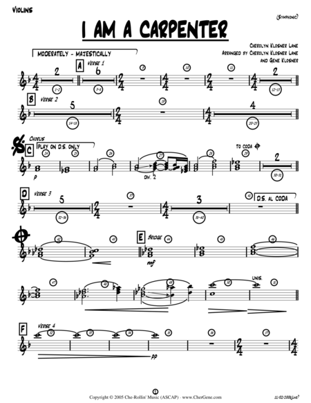 I Am A Carpenter Josephs Song Violins Sheet Music