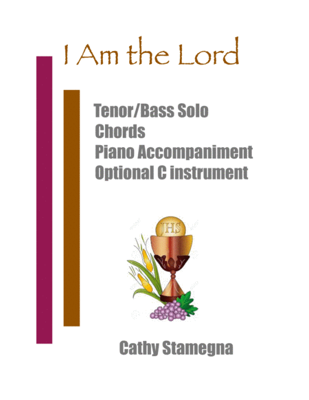 Free Sheet Music I Am The Lord Tenor Bass Solo Chords Piano Acc With Optional C Instrument