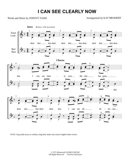 Free Sheet Music I Can See Clearly Now Chorus